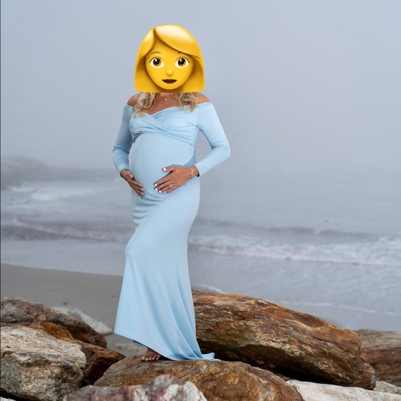 Baby Blue Banetteta off Shoulder Mermaid Maternity Dress Size Small - Picture 3 of 6